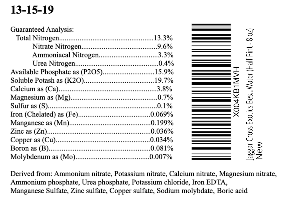 Cross Exotics JaggarCross Orchid Fuel Specialty Fertilizer 8 oz